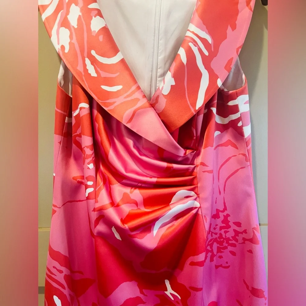Kay Unger Pink Floral Sleeveless Cocktail Dress 10